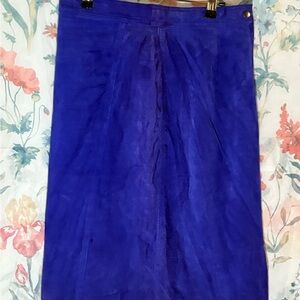 Vintage Elegant Blue leather Pencil Skirt